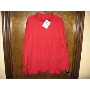 Bob Mackie Wearable Art Top Womens 3X Pullover Mock Turtleneck Red NEW WITH TAGS